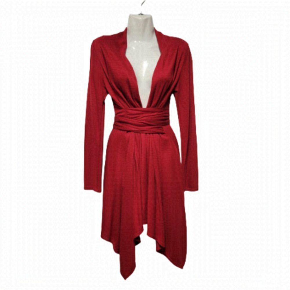 RED Cardigan Jacket Open Front  Sweater Coat Cover Up- S/M